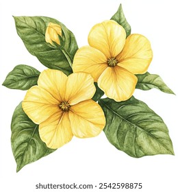 yellow wallflower watercolor clipart illustration