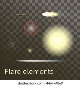 Yellow warm light effect, beams on transparent background. shiny sun vector, sunbeams, sunrays