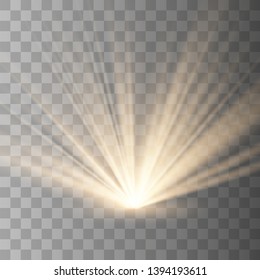 
Yellow warm light effect, sun rays, beams on transparent background. Suitable for product advertising, product design, and other. Vector Illustration eps10.