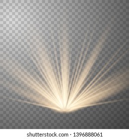
Yellow warm light effect, sun rays, beams on transparent background. Suitable for product advertising, product design, and other. Vector Illustration eps10.