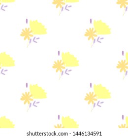 yellow warm simple plain vector smooth flowers in seamless pattern