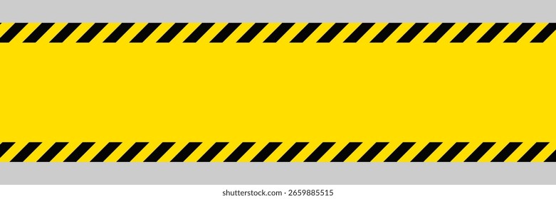 Yellow Warning Banner with Black Diagonal Stripes – Caution Background