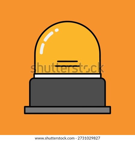 Yellow warning beacon light sits isolated on an orange field symbolizing danger alert security safety and immediate notification needs in modern graphic design.