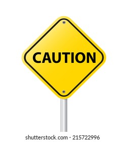 Yellow warning blank caution sign on a white background vector illustration