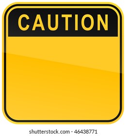 Yellow warning blank caution sign on a white background