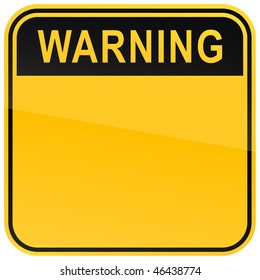 Yellow warning blank warning sign on a white background