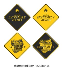 Yellow warning and danger signs collection eps8