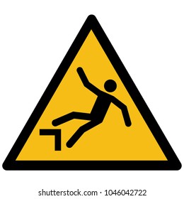 Yellow Warning Drop, Fall Sign Label, Sticker Vector