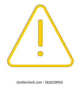 Yellow warning exclamation mark traffic triangle sign on white background for danger, uncertainty, and stopping, decision making concepts.