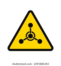 Yellow warning hazard symbol - chemical hazard sign, yellow triangle - attention chemical hazard.
