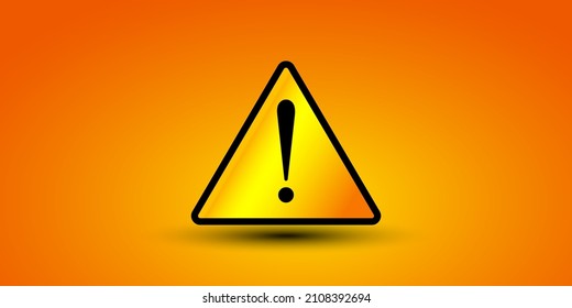 Yellow warning icon, sign, symbol or alert safety danger caution button. Exclamation symbol. Sign with shadow isolated on yellow background. Vector EPS 10