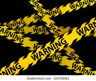 Yellow WARNING lines over black background-vector