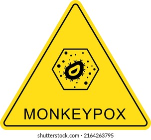 Signo de advertencia amarillo contra la enfermedad por virus de la varicela, ilustración vectorial