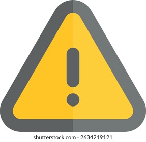 Yellow warning sign with exclamation mark inside a triangle, bordered by a thick gray outline. Represents caution, alert, or hazard.