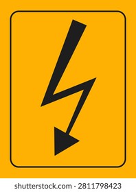 Yellow warning sign with lightning bolt icon indicating electrical danger. Suitable for high voltage areas, safety instructions, industrial environments and hazard communication.