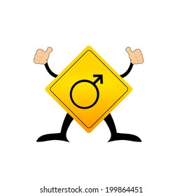 Yellow warning sign Men