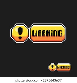 yellow warning sign in pixel art style