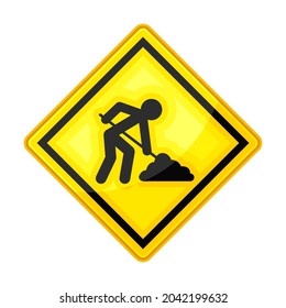 Yellow Warning Sign as Safety Equipment for Construction and Industrial Site Vector Illustration