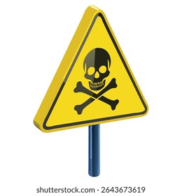 Yellow warning sign with skull and crossbones symbol for danger and hazard concept illustration design