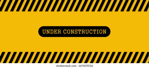 yellow warning sign. under condtruction background.