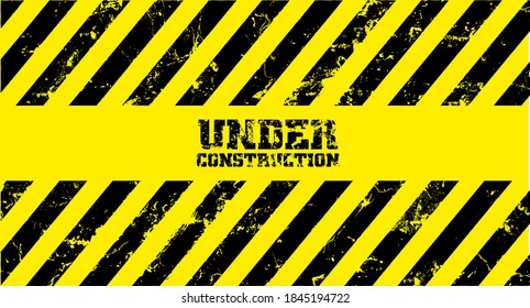 yellow warning sign. Under construction background.