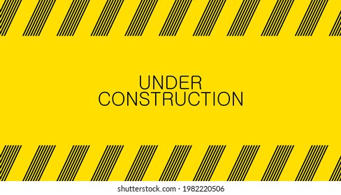 yellow warning sign. Under construction background.