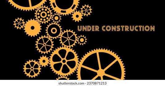 yellow warning sign. Under construction background.