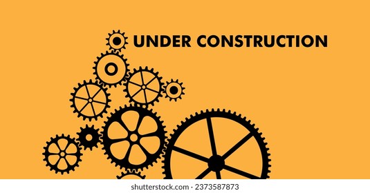 yellow warning sign. Under construction background.