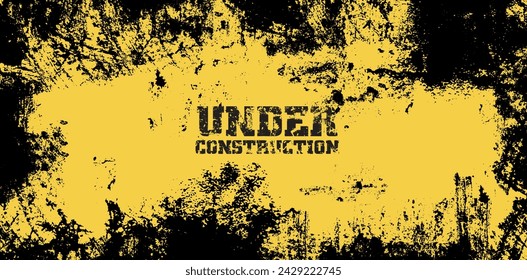 yellow warning sign. Under construction background.