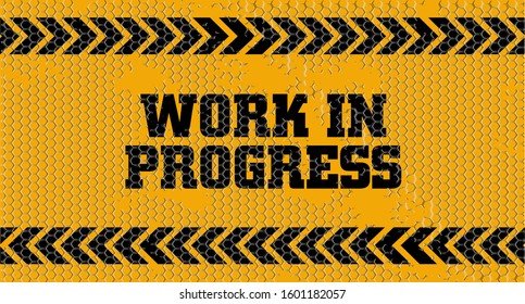 yellow warning sign. Work in progress background.