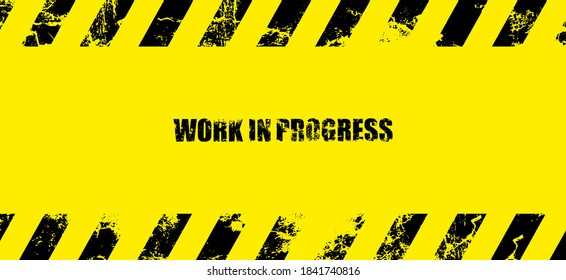 yellow warning sign. Work in progress background.