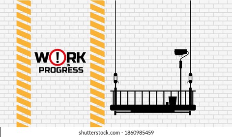yellow warning sign. Work in progress background.