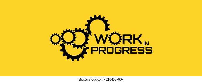 yellow warning sign. Work in progress background.