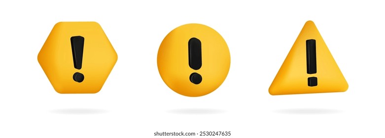 Señales de advertencia amarillas con signo de exclamación negro. Símbolo peligroso de la carretera. Iconos de error.