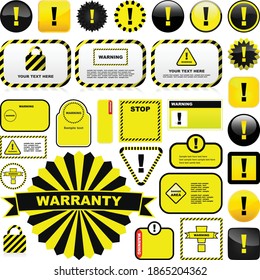 Yellow warning signs and labels 