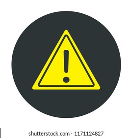Yellow Warning Sing on Black Circle. Concept of security and  attention