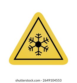 yellow warning snow triangle sign