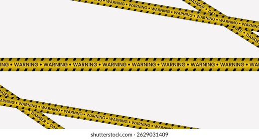 Yellow Warning Tape Set for Hazard and Caution Backgrounds