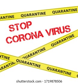 Gelbe Warnstreifen mit dem Text "QUARANTINE", Vorsicht, einzeln auf weißem Hintergrund, transparenter Vektorgrafik 