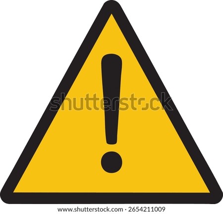 Yellow warning triangle with black exclamation mark isolated on transparent background
