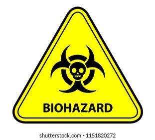 A yellow warning triangle sign: Biohazard / Infection Hazard with Skull
