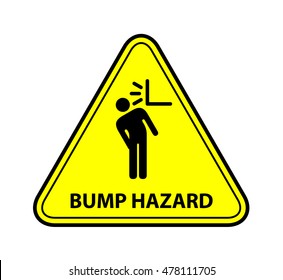 A yellow warning triangle sign: Bump Overhang Hazard