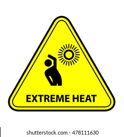 A Yellow Warning Triangle Sign: Extreme Heat Hazard