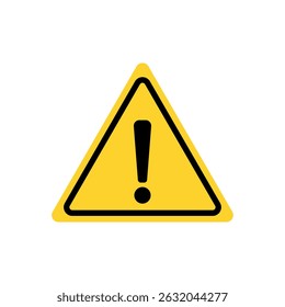 Yellow warning triangle sign isolated on transparent background