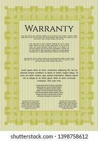 Yellow Warranty. With background. Money Pattern. Customizable, Easy to edit and change colors. 