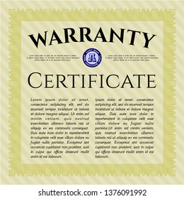 Yellow Warranty. Beauty design. With guilloche pattern and background. Customizable, Easy to edit and change colors. 