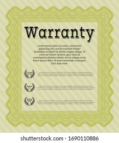 Yellow Warranty Certificate template. Beauty design. Customizable, Easy to edit and change colors. With background. 