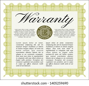 Yellow Warranty Certificate template. With complex linear background. Perfect design. Vector illustration. 