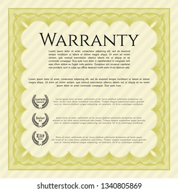Yellow Warranty Certificate template. Customizable, Easy to edit and change colors. With background. Elegant design. 