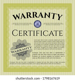 Yellow Warranty Certificate template. Modern design.  Printer friendly.   